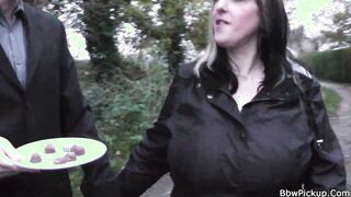 Pickup up BBW swallows big penis before sex