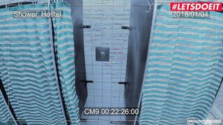 FREAKY HOSTEL - babe Step Sister Angel Wicky Hardcore Three-Way Inside The Shower - LETSDOEIT