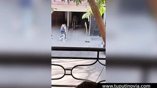 My neighbors fills my butt with semen inside front of the window without caring that people passing by watch