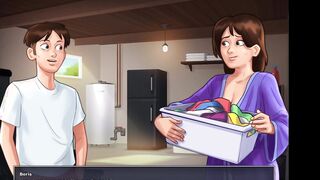 The risk of my teens stepsister catching us into the kitchen makes my freaky stepmom turned on and we have a morning quickie. Nailed her doggy and see her huge booty and huge titted D bouncing. (Summertime Saga - Debbie -