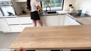 Stepsister wanted to make me Breakfast but instead gets screwed & receives huge Facial