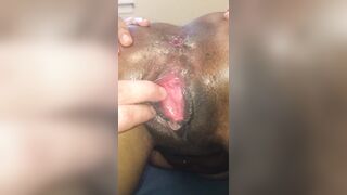 Black teens spreads her ass wide to wink her asshole