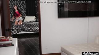 Wet Latina step-daughter 19 year old Maya Bijou sucked naive stepdads long hard cock