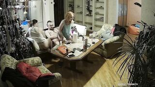 Amateur three Way Celebrate New Year Group Sex at Home