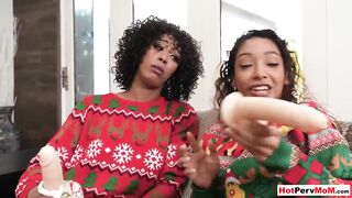 Slim ebony milf Misty Stone and teenie Sarah Lace preferring long white