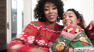 Slim ebony milf Misty Stone and teenie Sarah Lace preferring long white