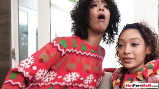 Slim ebony milf Misty Stone and teenie Sarah Lace preferring long white
