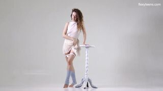 Ursula Fe dark hair curly hair gymnast