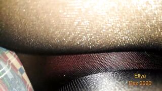 Chubby milf tease you in double layer shiny pantyhose