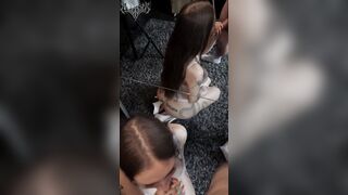 Thick tattooed Bombshell sucking off cock, big facial / Angelssex