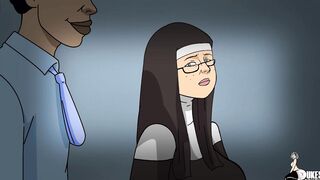 A nun and a cougar gets their pussies spread wide