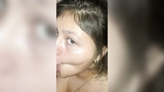 Hottie latin gets piss into her mouth and shows off big boobies