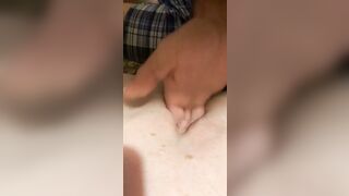 He's finger fuck deep into my tight soak cunt! Pain with satisfaction