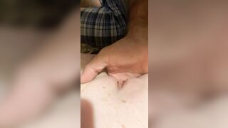 He's finger fuck deep into my tight soak cunt! Pain with satisfaction