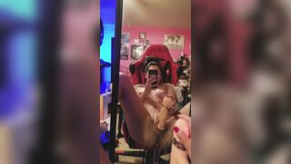 19 year old Year older Gamer chick squirts 10x into four Minutes trying not to got caught!