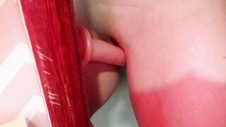 Thick red haired cunt with mouth masturbates her small soak twat while step MILF is away