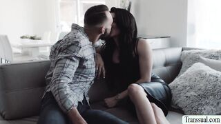 Slut trans woman lets her guy mistress bang her wet ass