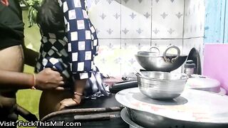Indian bhabhi cooking in kitchen and fucking brother-in-law