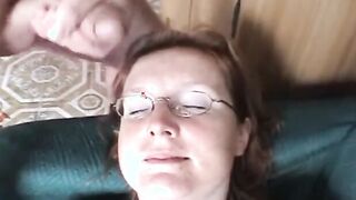 Neighbors give a nice oral sex and takes a big facial