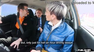 Big Tit inked underwear mom ride boss public into vehicle