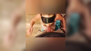 Hubby's friend fucks and fills my mouth blindfolded