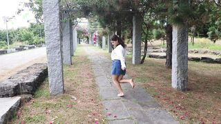 My Risky Gf Is Pee For Me into Lingerie Into Outdoors Park!