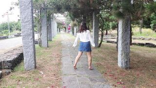 My Risky Gf Is Pee For Me into Lingerie Into Outdoors Park!