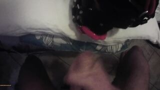 TEASER Laura is hogtied into pvc catsuite and high heels, throated with a lip open mouth gag pov