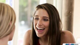 Brunette teen makes move and licking bff