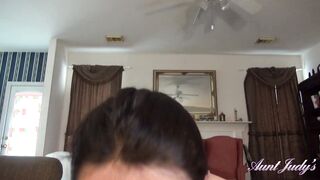 AuntJudys - Your Big Titted 50yo Step-Aunt Joana stops her Workout to Suck your Dick (point of view)
