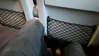 I pull out my dick in front of the slut in the train