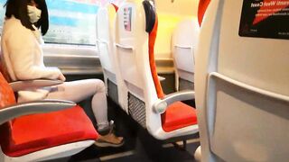 I pull out my dick in front of the slut in the train