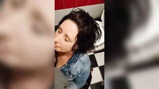 Drinking my man's piss inside the toilet at the bar