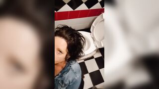 Drinking my man's piss inside the toilet at the bar