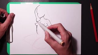 quick marker sketch of a nude babe cunt with mouth, blonde