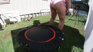 Outdoor Huge Butt Trampoline Banged!!