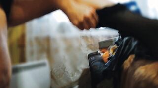 Puffy Bald Twat Get a Powerful Orgasm from Long Vibrator Fucking - point of view