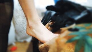 Puffy Bald Twat Get a Powerful Orgasm from Long Vibrator Fucking - point of view