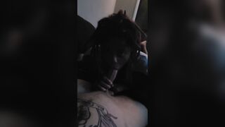 Deadhead sloppily blows long white dick
