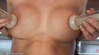 Blond sucking tits and fucking machines