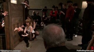 Dyke group fucking sub inside outdoor
