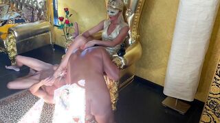 Group sex. Double penetration. Servants sexually serve the queen. Part one.