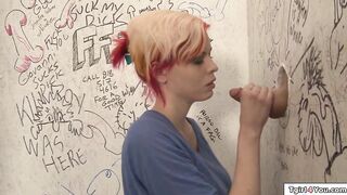 Trans Aubrey Kate gets a bj in gloryhole