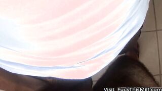 Ebony teen in a mini skirt fucked and creampied
