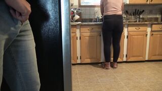 Stepmom almost caught me cumming on her booty.