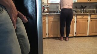 Stepmom almost caught me cumming on her booty.
