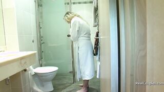 The ex-wife showers before dressing Bae for anal