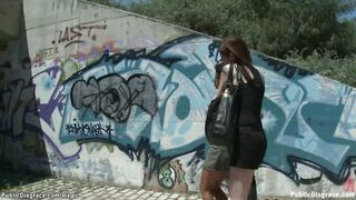 Monster boobs Latina fucked in public