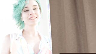 Slim 18 Yo Alice Klay Sits on a Huge Dick That Reams Her Asshole