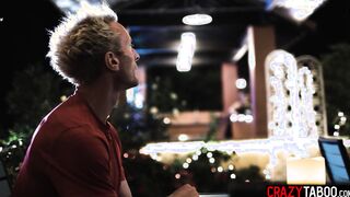 Teen waitress Paige Owens double teamed